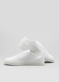 white premium leather low sneakers in clean design stacked