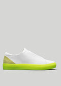 white and yellow premium leather low sneakers in clean design sideview