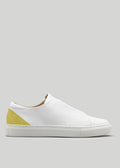 yellow with white premium leather low sneakers with white sole in clean design sideview